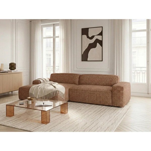 Oranžinės spalvos sulankstoma/ar elektrisko sēdekļa regulēšanu kampinė sofa (su kairiuoju kampu) Abel – Bobochic Paris-image-2