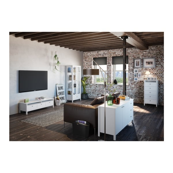 Balta siaura komoda su 5 stalčiais "Steens New York", aukštis 120 cm-image-4