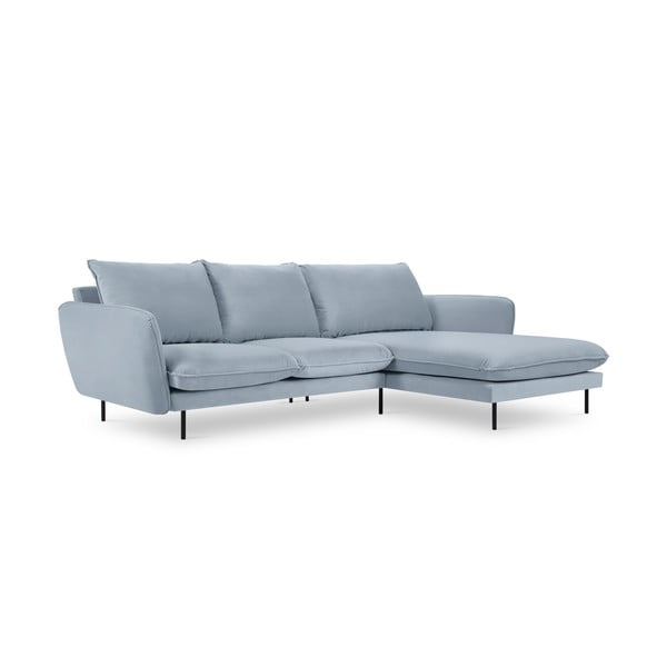 Šviesiai mėlyna aksominė kampinė sofa (dešinysis kampas) Vienna - Cosmopolitan Design
