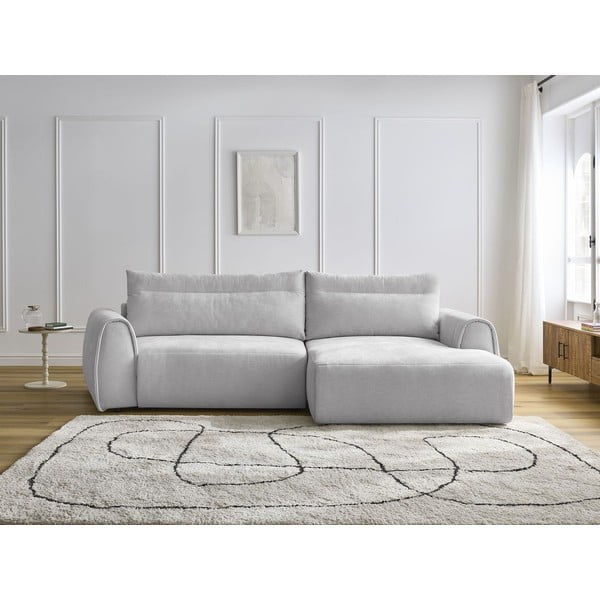 Kampinė sofa šviesiai pilkos spalvos Aden – Bobochic Paris-image-1