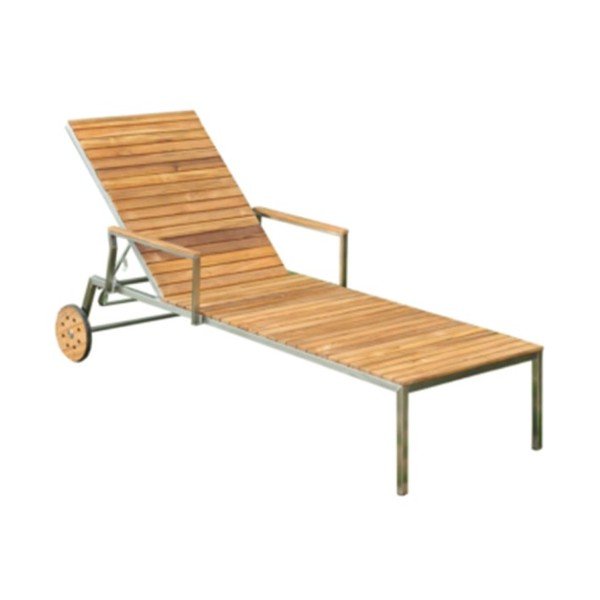 Metalinis sodo šezlongas rudos spalvos Denver – Garden Pleasure-image-1