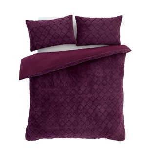 Bordo spalvos mikrofliso dvigulė patalynė 200x200 cm Cosy Diamond - Catherine Lansfield