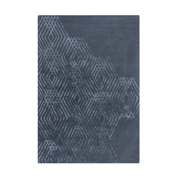 Mėlynos spalvos vilnonis kilimas Flair Rugs Diamonds, 160 x 230 cm
