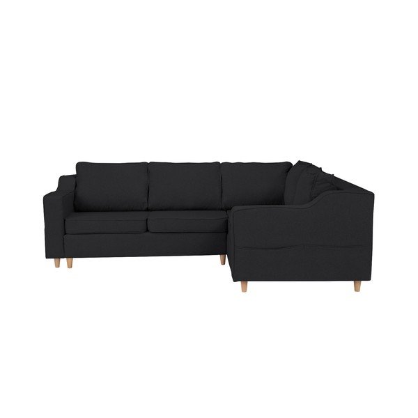 "Mazzini Sofas Jonquille" tamsiai pilka keturių vietų sofa-lova, dešinysis kampas-image-1