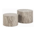 Apvalios formos kavos staliukai pilkos spalvos 2 vnt. su akmens dekoru ø 58 cm Dice – Actona