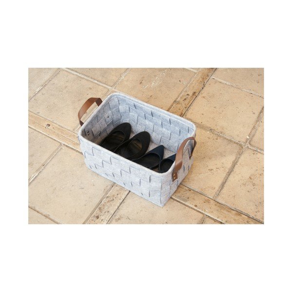 Šviesiai pilkas krepšys su odinėmis rankenomis PT LIVING Storage, 38 cm ilgio-image-4