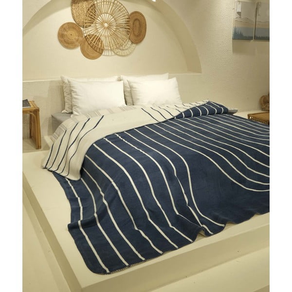 Balta ir tamsiai mėlyna dvigulė lovatiesė 200x220 cm Twin - Oyo Concept