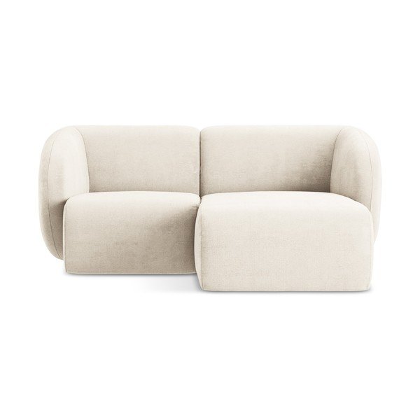 Smėlio spalvos kampinė sofa iš šenilinio audinio (su dešiniuoju kampu/su gultu) Lani – Makamii