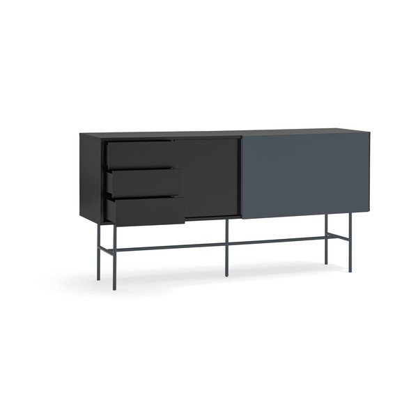 Žema šoninė spintelė juodos spalvos/antracito spalvos su stumdomomis durimis 180x91 cm Nube – Teulat-image-2