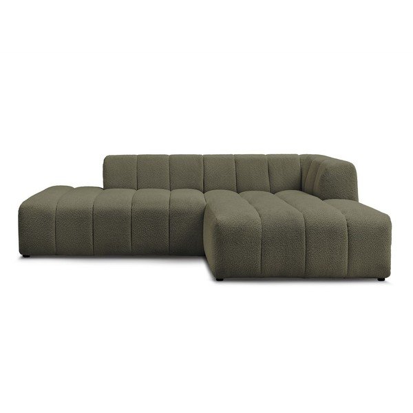 Žalios spalvos iš boucle kampinė sofa (su dešiniuoju kampu/su gultu) Annecy – Bobochic Paris