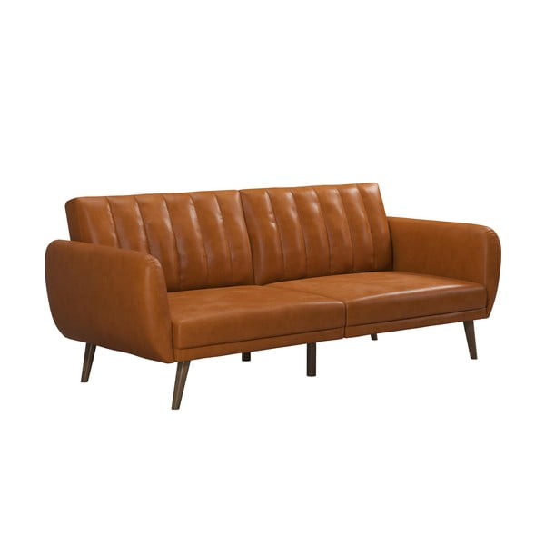 Oranžinė sofa-lova iš odos imitacijos 207 cm Brittany - Novogratz-image-2