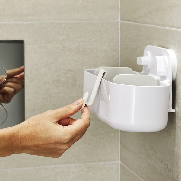 Balta savaime išsilaikanti plastikinė vonios kambario lentyna Duo - Joseph Joseph-image-4