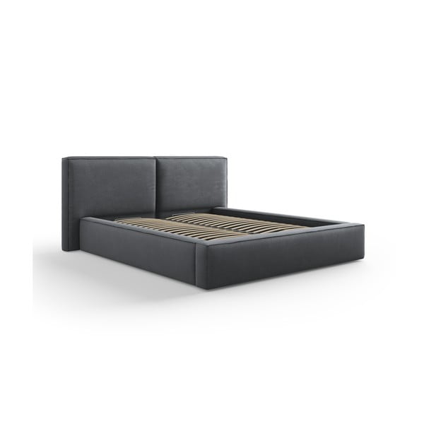 Dvigulė lova tamsiai pilkos spalvos audiniu dengta su sandėliavimo vieta su lovos grotelėmis 160x200 cm Arendal – Cosmopolitan Design