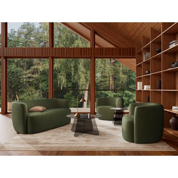 Pilkos spalvos iš stiklo apvalios formos kavos staliukas ø 80 cm Samos – Actona-image-1