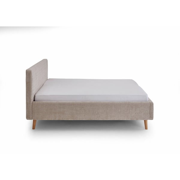 Smėlio spalvos dvigulė lova audiniu dengta be grotelių 160x200 cm Mattis – Meise Möbel-image-4