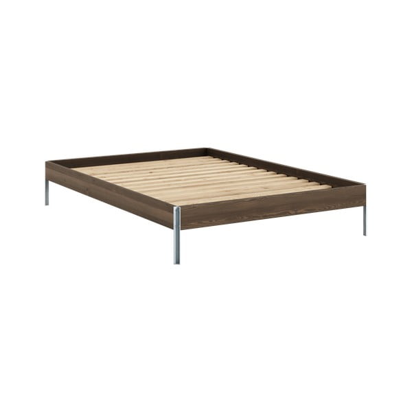 Iš pušies masyvo dvigulė lova rudos spalvos su lovos grotelėmis 140x200 cm Core – Karup Design