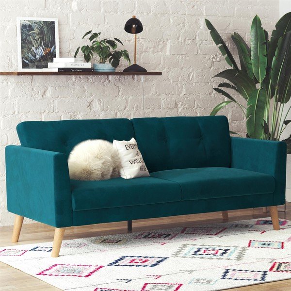Mėlynos spalvos sofa iš velveto 192 cm Gloria – Støraa-image-1