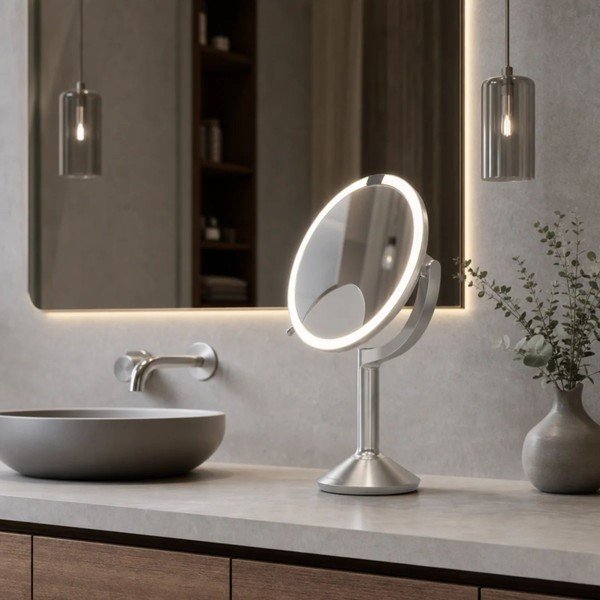 Kosmetinis veidrodis (didinimas  5x/didinimas  10x) su apšvietimu/didinantis ø 20 cm Trio – simplehuman-image-3