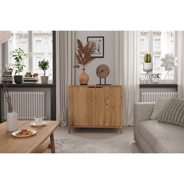 Iš ąžuolo masyvo spintelė natūralios spalvos 95x80 cm Twig – The Beds-image-3