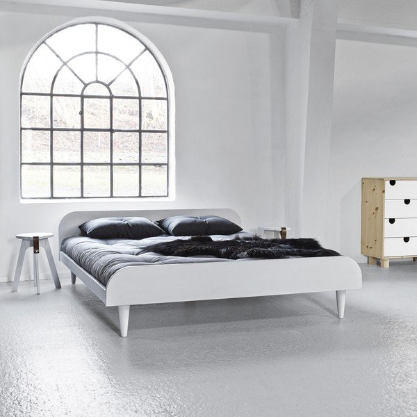 Pušies dvigulė lova su čiužiniu Karup Design Twist Comfort Mat White/Black, 140 x 200 cm-image-1