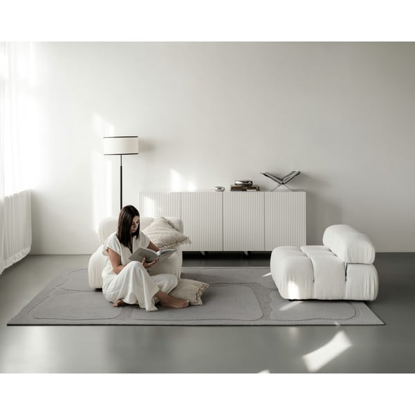 Iš vilnos kilimas pilkos spalvos 133x190 cm Morphic Organica – Agnella-image-3