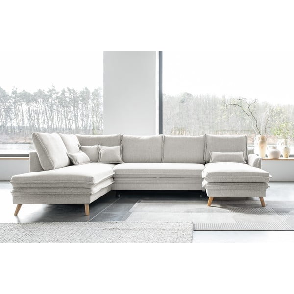 Sulankstoma kampinė sofa smėlio spalvos (su kairiuoju kampu/„U“ formos) Charming Charlie – Miuform-image-1