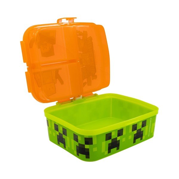 Oranžinės spalvos iš plastiko vaikiška pietų dėžutė Minecraft – STOR-image-3