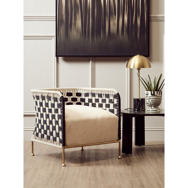 Juodos ir baltos spalvos krėslas Satna – Premier Housewares-image-1