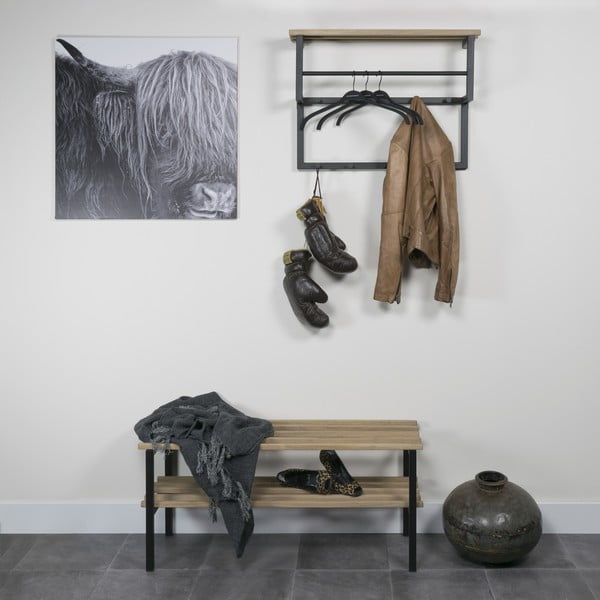 Juodos spalvos/natūralios spalvos iš metalo spintelė batams 100x45x34 cm Rizzoli – Spinder Design-image-1