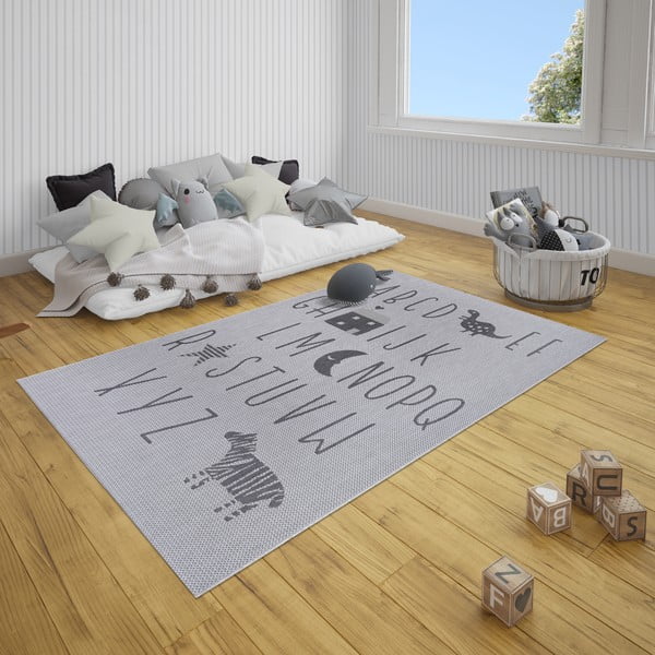 Pilkas vaikiškas kilimas Ragami Letters, 80 x 150 cm-image-3