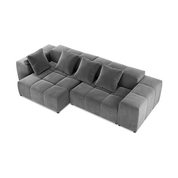 Pilka aksominė kampinė sofa (kintama) Rome Velvet - Cosmopolitan Design-image-3