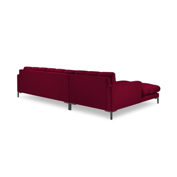 Raudona aksominė kampinė sofa Cosmopolitan Design Bali, kampas kairėje-image-4