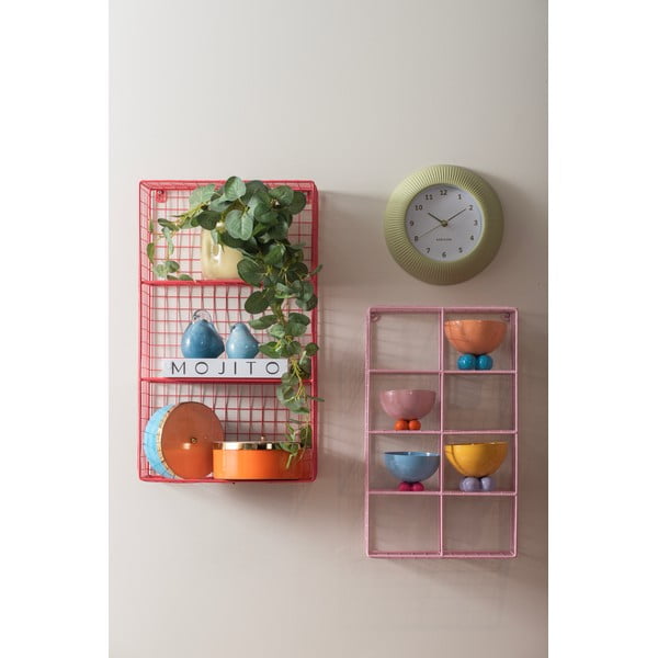 Raudonos spalvos iš plieno kelių aukštų sieninė lentyna 60 cm Reja – PT LIVING-image-1
