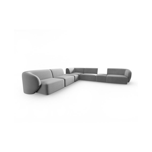 Pilkos spalvos iš velveto kampinė sofa Paolo – Milo Casa