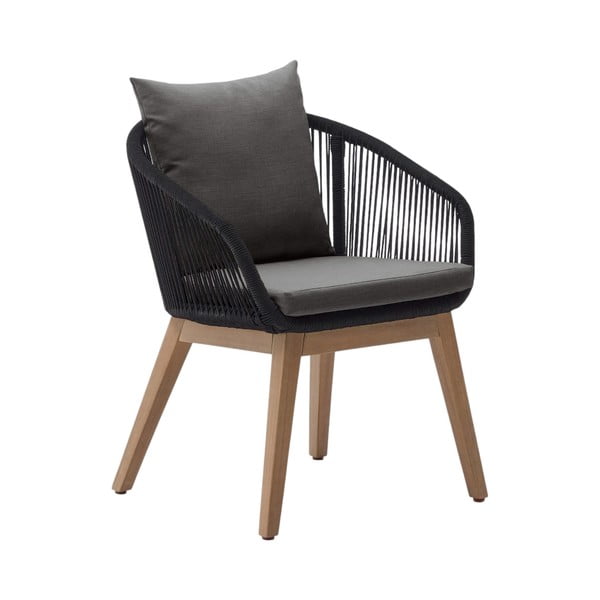 Juodos spalvos medžio masyvo sodo krėslas Portalo – Kave Home