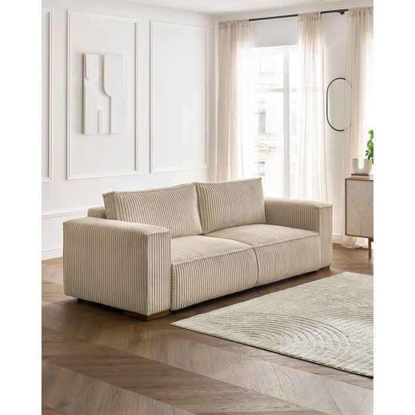 Šviesiai rudos spalvos iš kordinio velveto sulankstoma/su sandėliavimo vieta sofa 244 cm Chelsea – Bobochic Paris-image-1