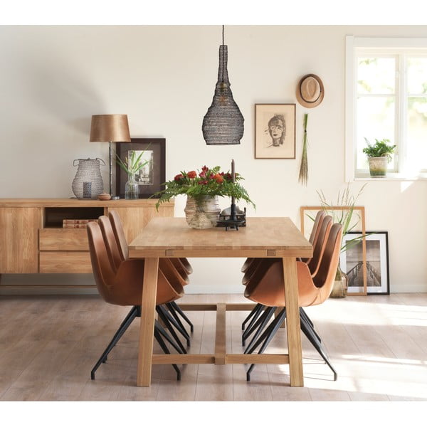 Poliruotas ąžuolo medienos valgomojo stalas Rowico Brooklyn, 220 x 95 cm-image-3