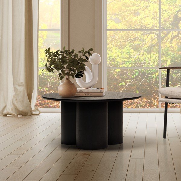 Juodos spalvos apvalios formos kavos staliukas ø 80 cm Lua – MOME-image-1