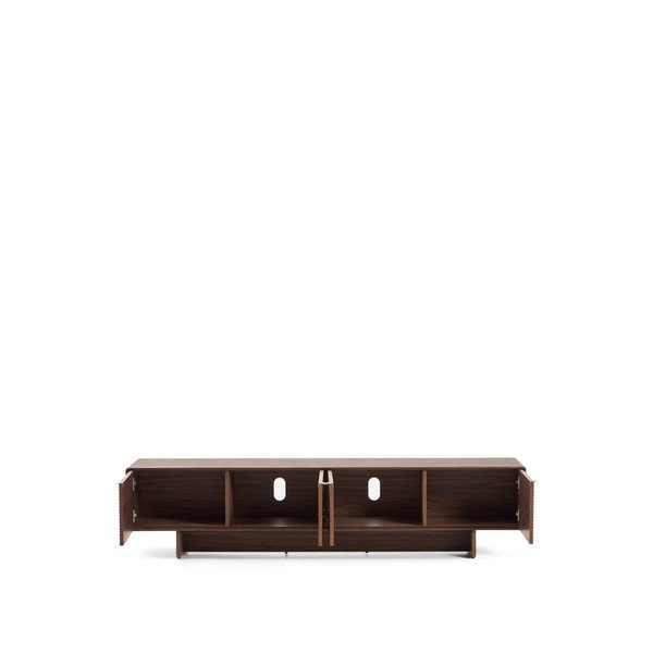 Tamsiai rudos spalvos TV spintelė iš riešutmedžio 200x46x40 cm Norlen – Kave Home-image-3