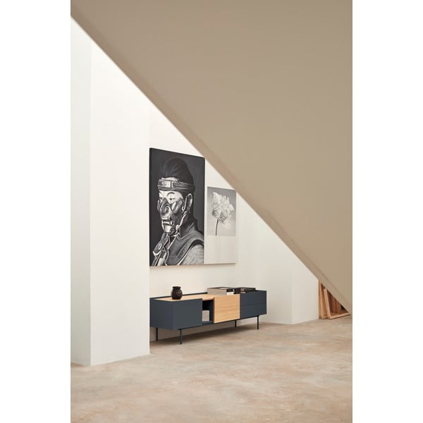 TV spintelė antracito spalvos/natūralios spalvos iš ąžuolo 180x45 cm Otto – Teulat-image-1