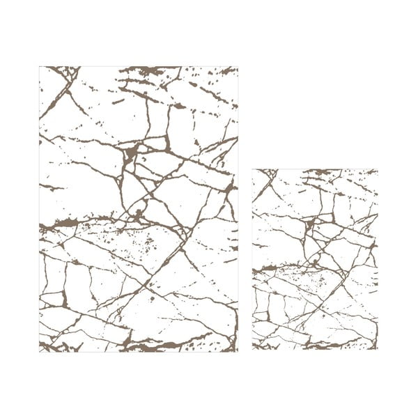 Vonios kilimėliai baltos spalvos/rudos spalvos 2 vnt. 60x100 cm Marble – Mila Home