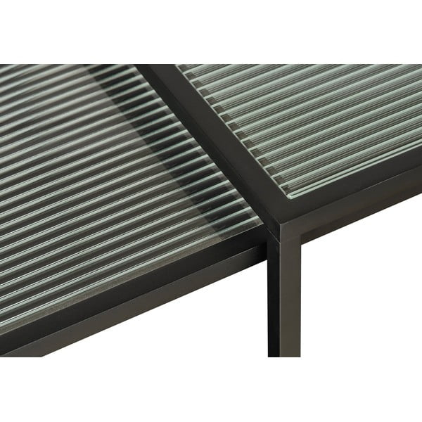 Kavos staliukai iš stiklo juodos spalvos 2 vnt. 60x60 cm Bronco – Unique Furniture-image-4