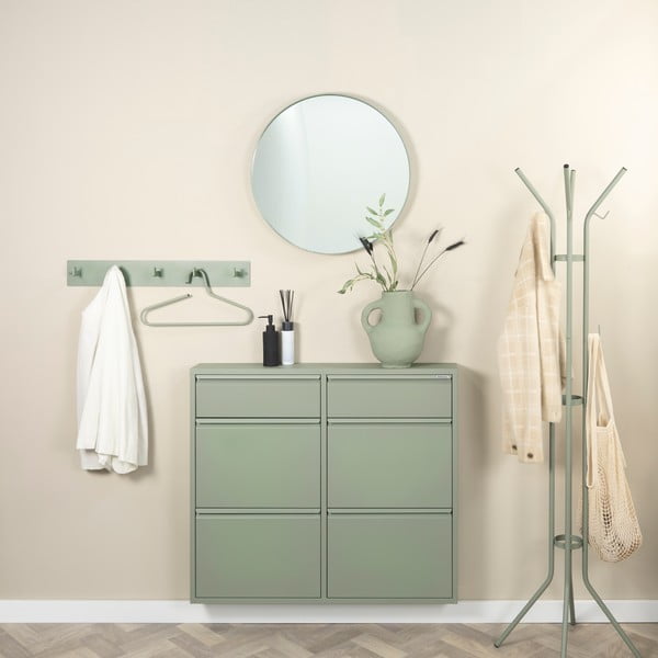 Pilkai žalios spalvos iš metalo atlenkiama spintelė batams 98x86x15 cm Billy – Spinder Design-image-1