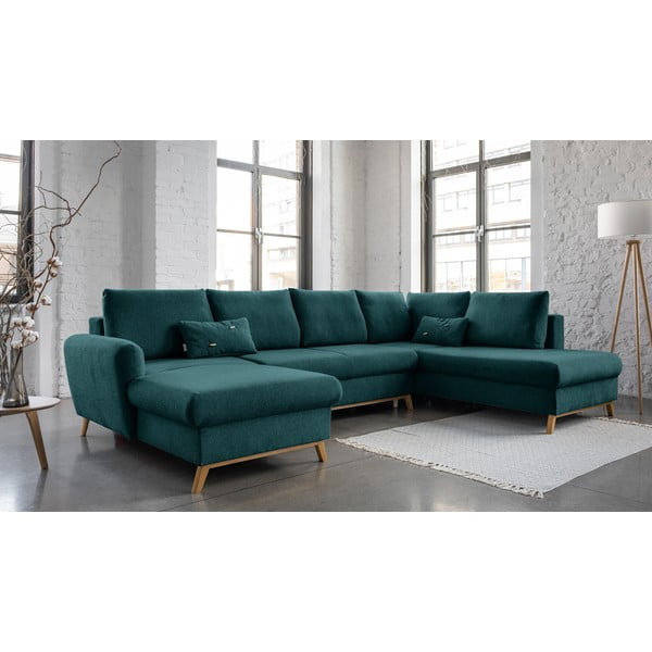 Turkio spalvos sofa-lova U formos Miuform Scandic Lagom, dešinysis kampas-image-3