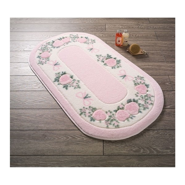 Rožinės ir baltos spalvos konfeti vonios kilimėliai Vonios kilimėlis "Rose", 57 x 100 cm