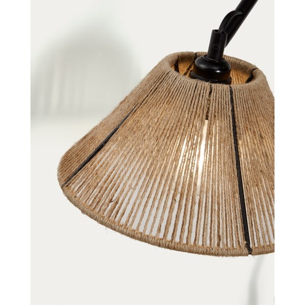 Juodos spalvos/natūralios spalvos sieninė lempa Pontos – Kave Home-image-1