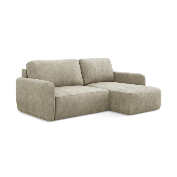 Smėlio spalvos iš šenilinio audinio sulankstoma/su sandėliavimo vieta kampinė sofa (su dešiniuoju kampu/su gultu) Lilo – Makamii-image-3