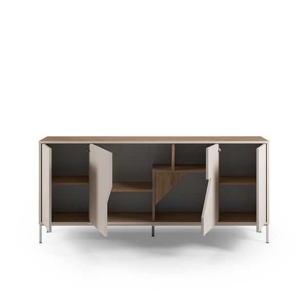 Šoninė spintelė kreminės spalvos/natūralios spalvos iš ąžuolo 180x80x40 cm Lilou – Marckeric-image-4