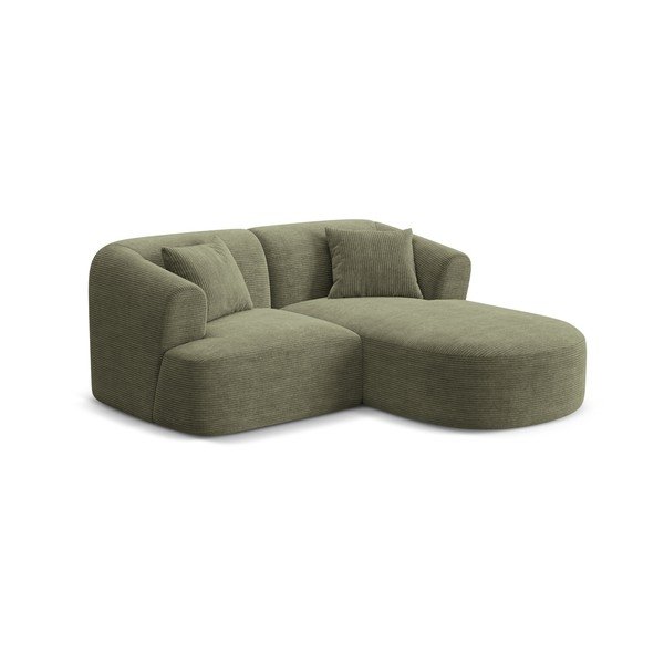Žalios spalvos kampinė sofa iš kordinio velveto (su dešiniuoju kampu/su gultu) Campi – Cosmopolitan Design-image-1