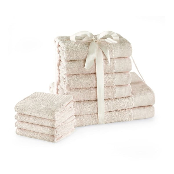 Kreminės spalvos iš frote audinio iš medvilnės vonios rankšluosčių rinkiniai 10 vnt. Amari – Restilo